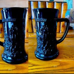 One Black Indiana Glass Tall Mug